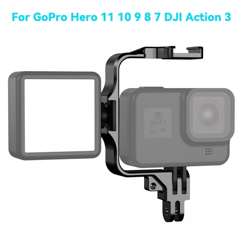 

Metal Frame With Cold Shoe Mount For GoPro Hero 11 10 9 8 7 DJI Action 3 Camera Accessories Mounts for Cage Rig Protective Frame