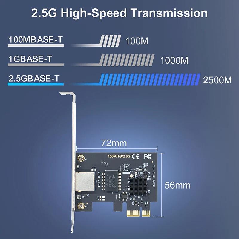 Goodtop PCI-E 네트워크 카드, PC용 2.5G PCI-E 네트워크 카드, RTL8125B 기가비트 LAN 이더넷 PCI Express RJ45 네트워크 카드, 2500Mbps, 1Gbps, 2.5G
