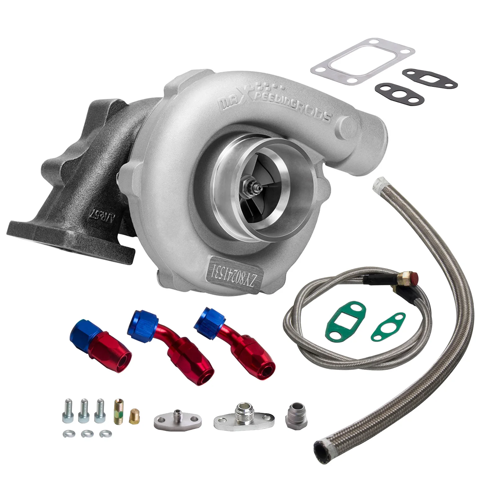 Universal Turbo T04E Turbina. 57 A/R Oil Cold T3 Flangia Turbocompressore Linea Olio T3 T4 Compressore A/R .50 Turbina A/R. 57 Raffreddato Ad Olio