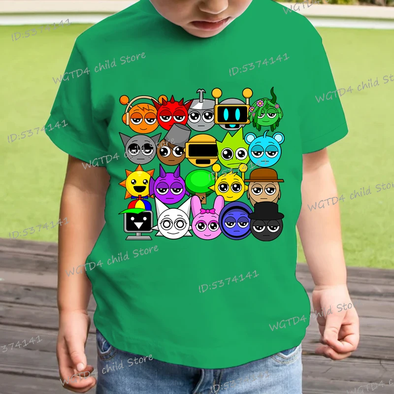Sprunki T-shirt For Boys Girls Fashion Kids Tees Cute Game Figure Tshirt Summer Short Sleeve Anime Tops Sprunki T Shirt Gifts 5
