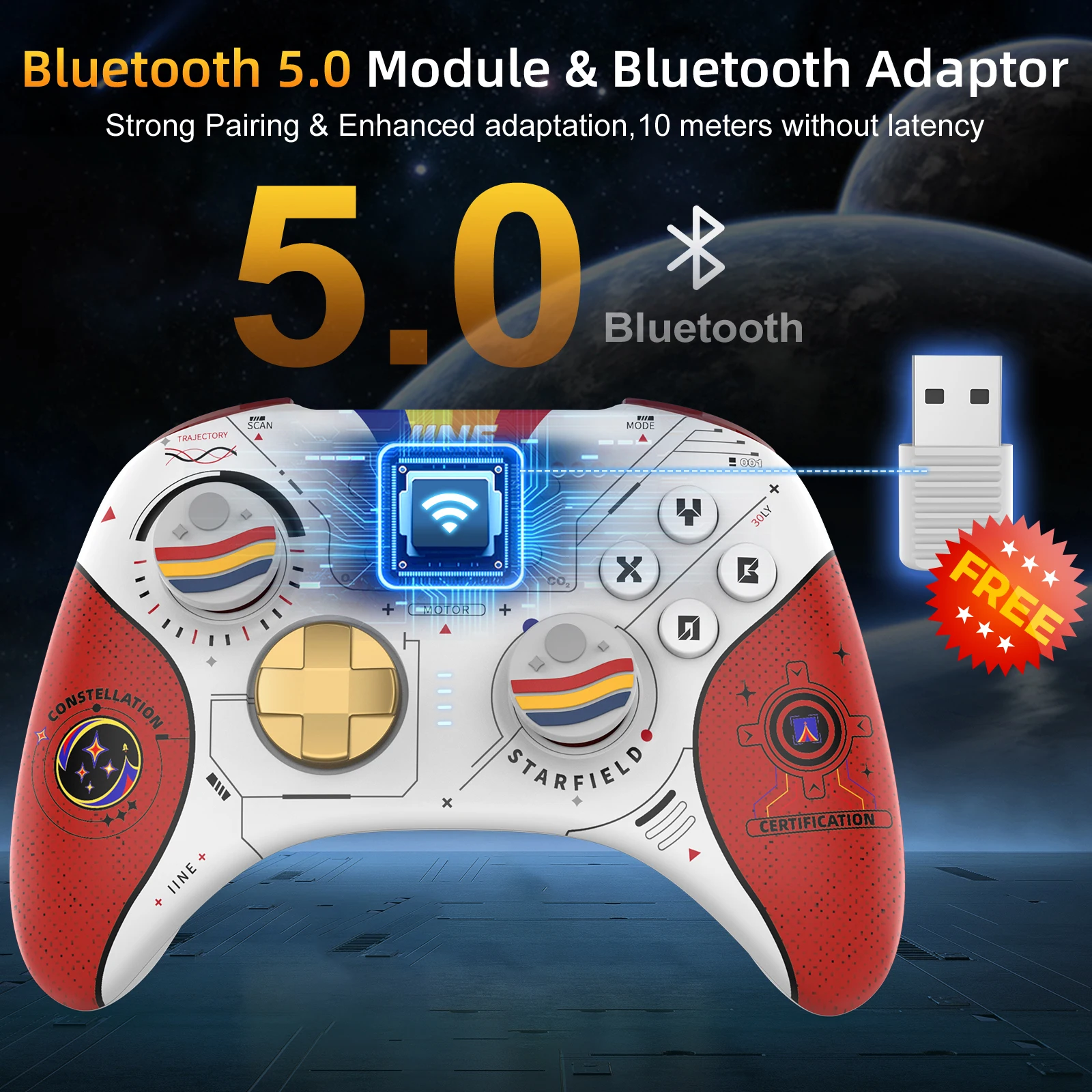 IINE Star-Field PC Controller Hall Effect Joystick & NFC Amiibo with 2.4Ghz Bluetooth Receiver for_voghion.com