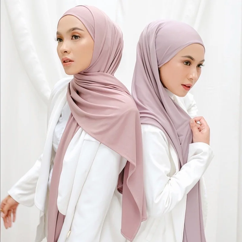Solid Jersey Modal Hijab Instant Hijab Scarf For Woman Muslim Hijab Shawls Ladies Long Wraps Ethnic Islamic Headband 170*85cm 2