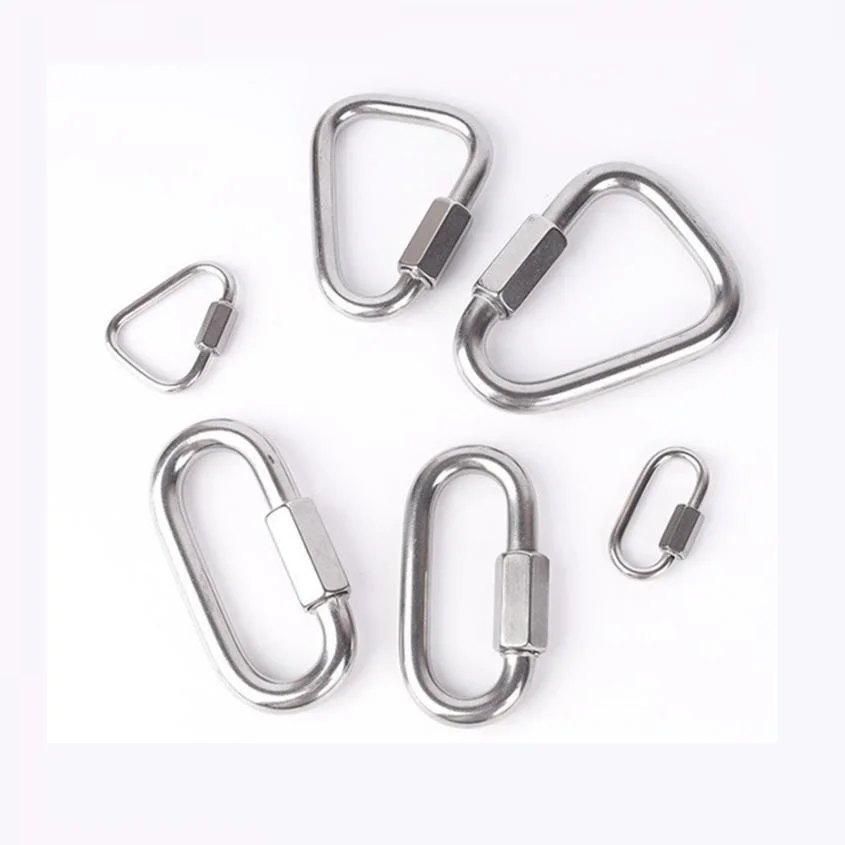 Climbing Carabiner Stainless Steel Oval Triangle Connecting Ring Meilong Lock for Rock Climbing Equipment Fast Security Outdoor Tools,climbing carabiner