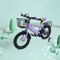 Siège de vélo réglable pour enfants de 14 pouces, charge de 50 kg avec roues d'entraînement + panier + siège arrière pour enfants de 3 à 6 ans (violet/rose) 3