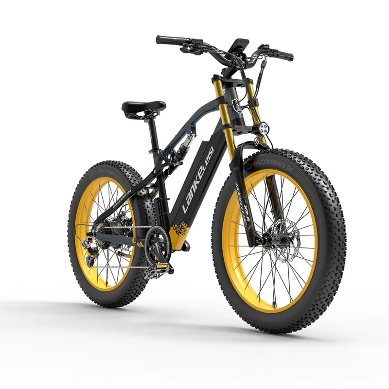 US EU UK LANKELEISI RV700 Electric Bicycle 48V 16Ah 1000W Electric Mountain Ebike Fat Tire Oil spring suspension Bike