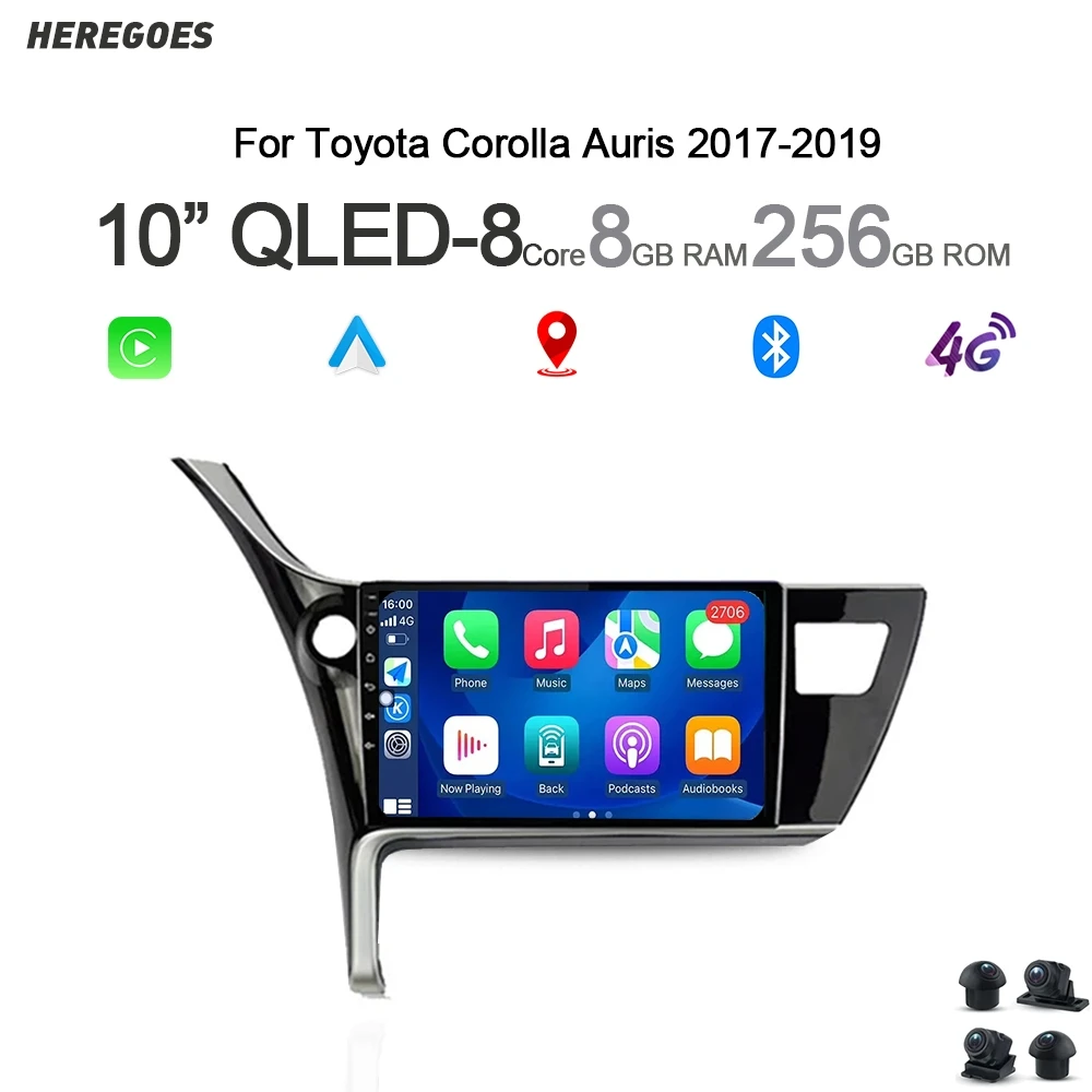 Android 14 Auto DVD Player Für Toyota Corolla 11 Auris E180 2017 2018 2019 Drahtlose CarPlay Auto Radio Bluetooth GPS Navigation