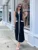 Elegant Sleeveless Single-Breasted Ribbed Knitwear Long Dress For Women High Waist Bodycon Knitted Fake Pocket Dress New