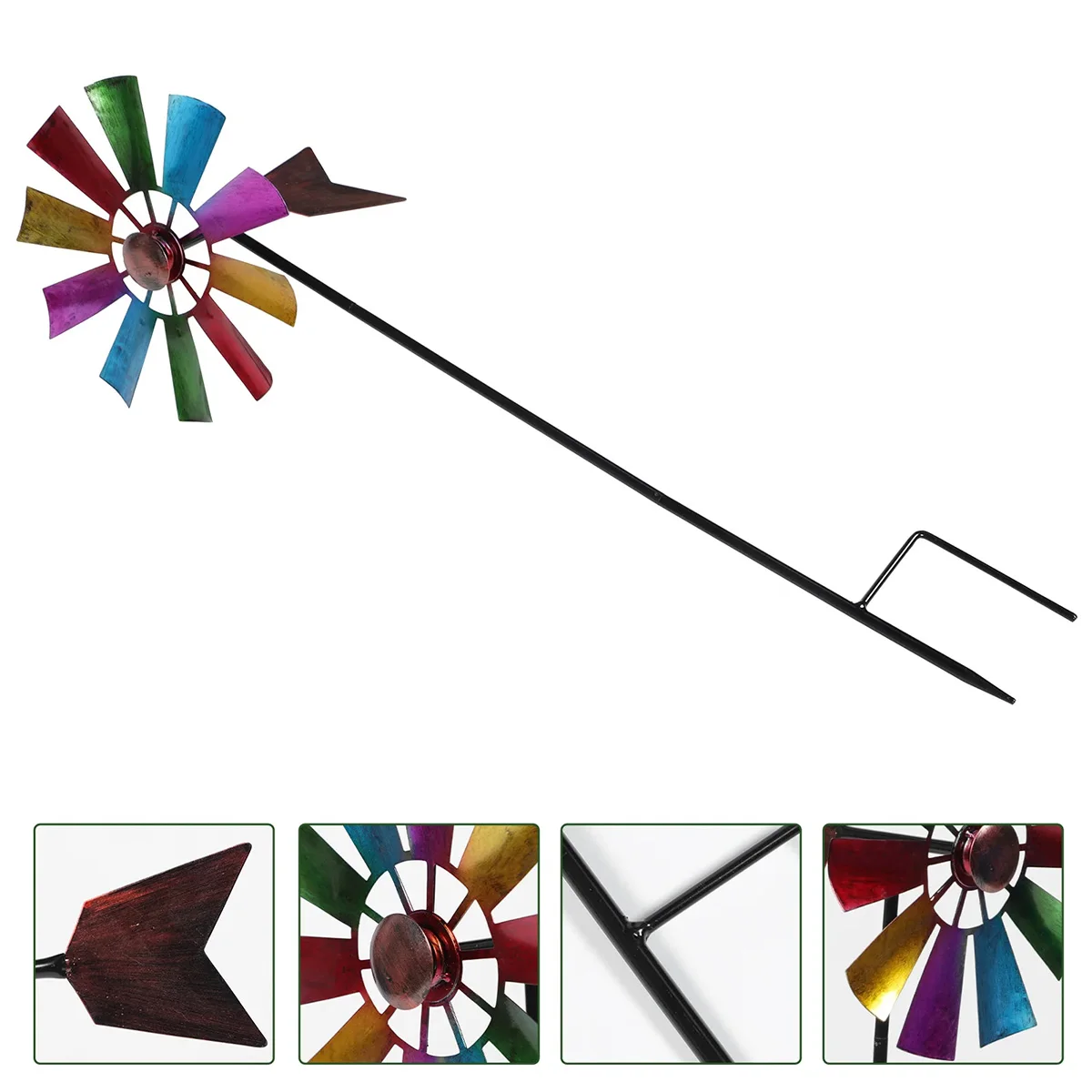 Flower Wind Spinner Stake Rainbow Metal Windmill Garden Decoration Garden Stake Outdoor Wind Sculpture Lawn Decoration garden art decor windmill toys wind spinner garden windmill