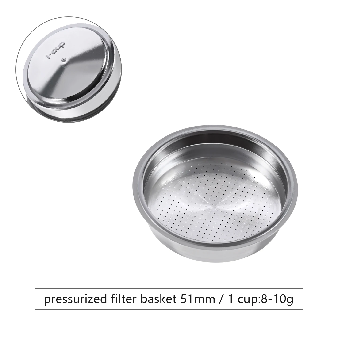 Precision Espresso Pressurized Filter Basket, Single/Double Cup Brewing Tool