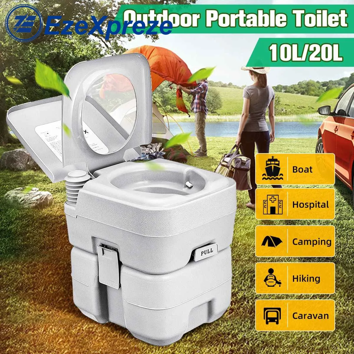 10L/20L Outdoor Portable Camping Toilet Flush Mobile RV Caravan Motorhome Boat Outdoor Squatting Elderly Stool/Pregnant Movable 20 high profile motorhome caravan travel white rv toilet gravity flush toilet foot pedal flush hdpe