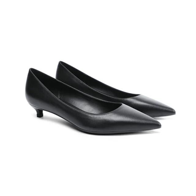 CMF Women Dress Shoes Comfortable Soft Leather Lơw-Heels Pearl Strap Shallow Diamond Pattern