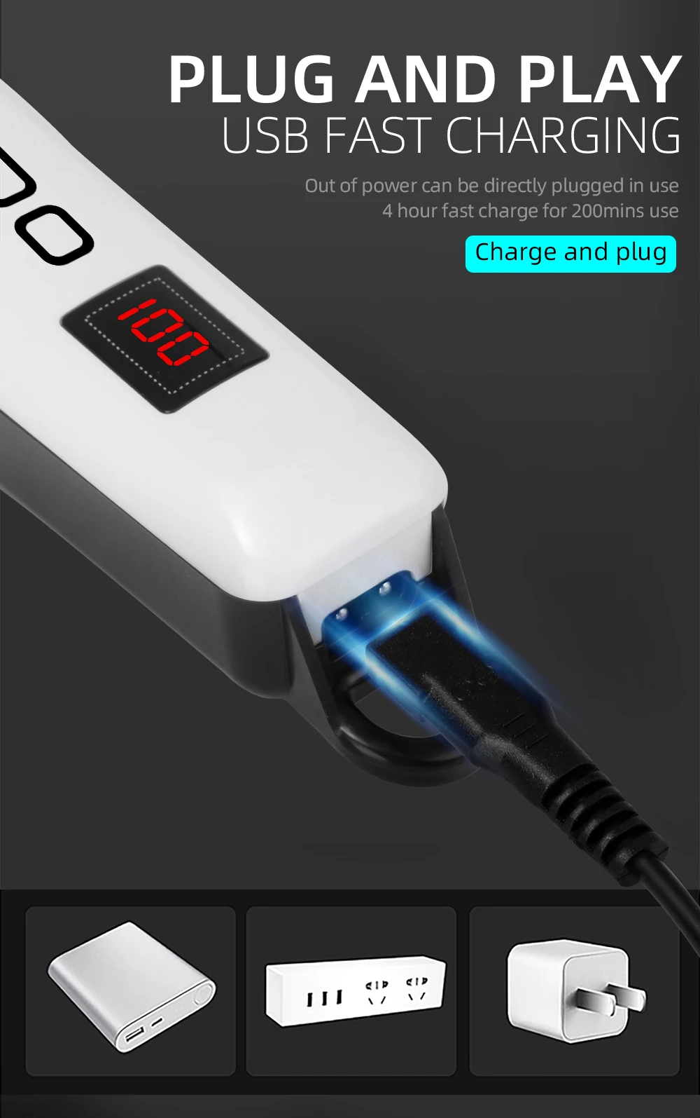 KIKIDO Profesjonalna maszynka do strzyżenia Hine Akumulatorowa maszynka do strzyżenia fryzjerskiego z bezprzewodową maszynką do strzyżenia włosów LCD dla mężczyzn KK-809A_voghion.com