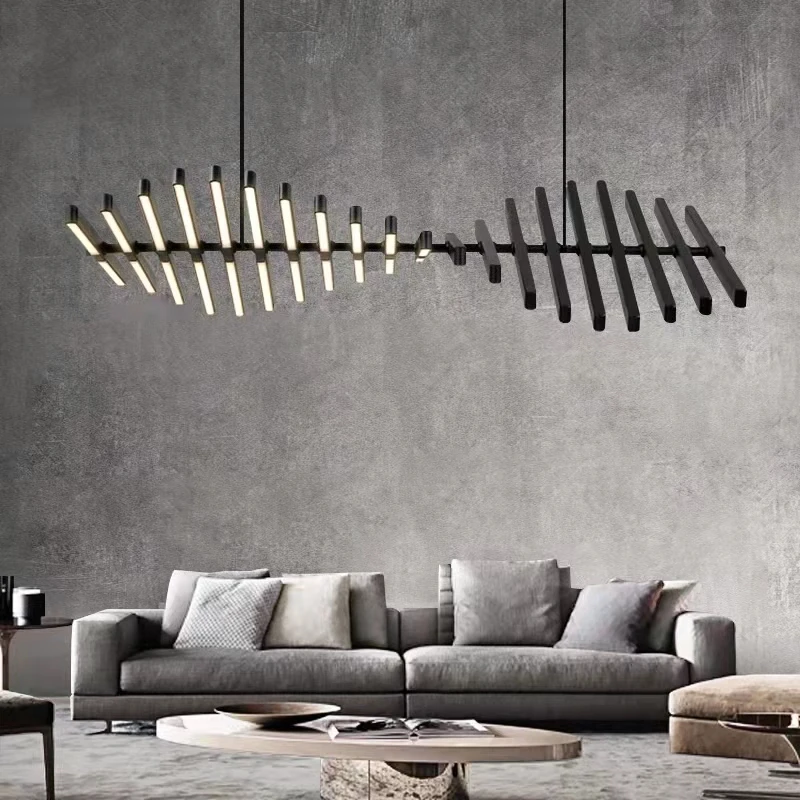 

Nordic Modern Luxury LED Ceiling Chandelier Bedroom Living Room Kitchen Island Office Bar Long Chandelier Attic Staircase light