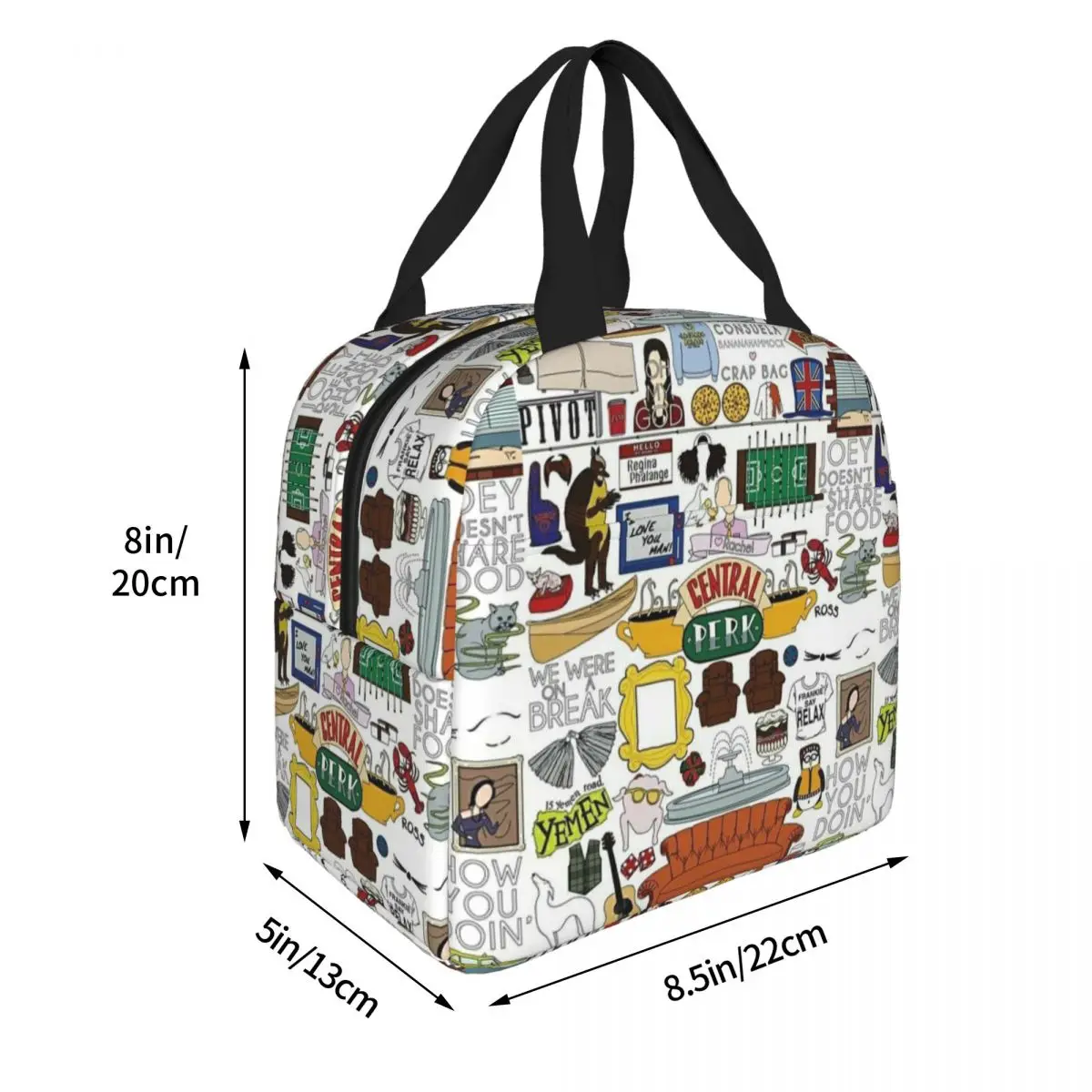 Friends Kee American TV Series Insulated Lunch Bag Leakproof Central Perk Meal Container Thermal Bag Tote Lunch Box Bento Pouch