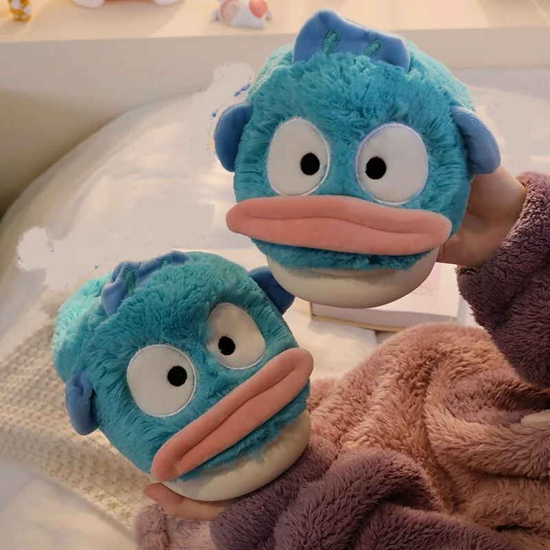 Women's slippers Cute cartoon blue big mouth monster plush slippers comfortable home slippers