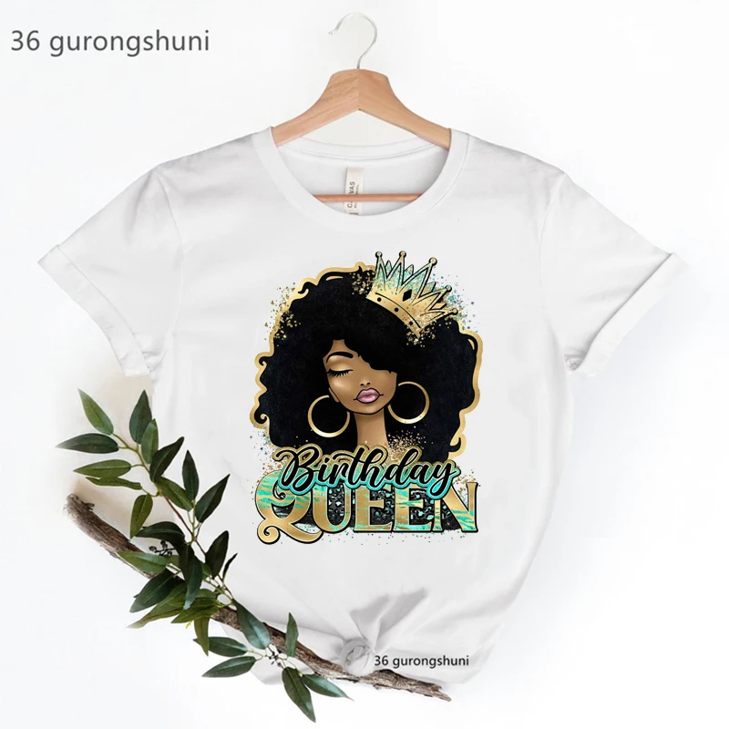 

2022 Ins Hot Sale African Curly Hair Black Gril Print Short Sleeve Summer Top Women Sexy Melanin T Shirt Student Tshirt Tees