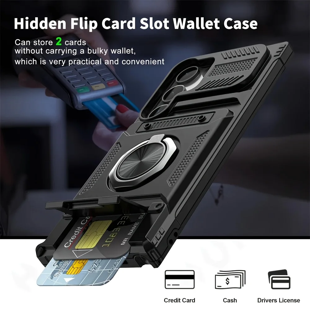 Universal Magnetic Ring Kickstand Wallet Phone Case Cover