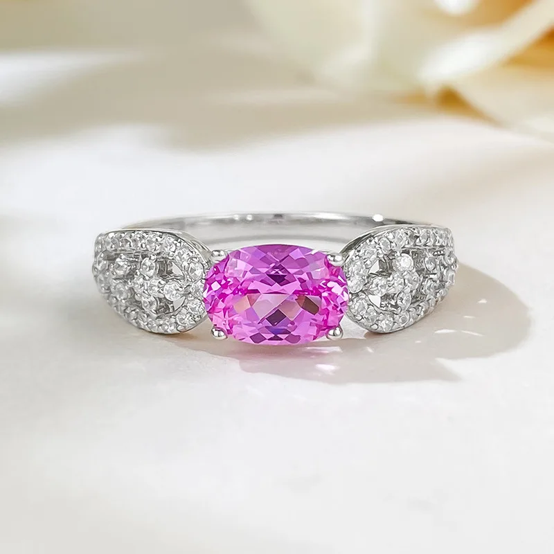 2023 Nuovo Anello In Argento 925 Con Un Carato Di Diamanti Rosa Per Anello Ol Di Moda Di Lusso Leggero Da Donna, Piccolo E Squisito