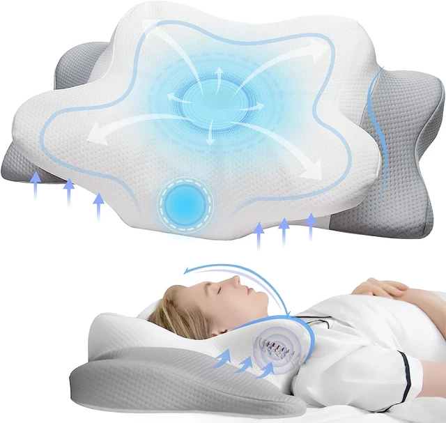 Almohadas de espuma viscoelástica, almohada cervical para aliviar el dolor  de cuello y hombros, almohada ergonómica de contorno de cama, suave para