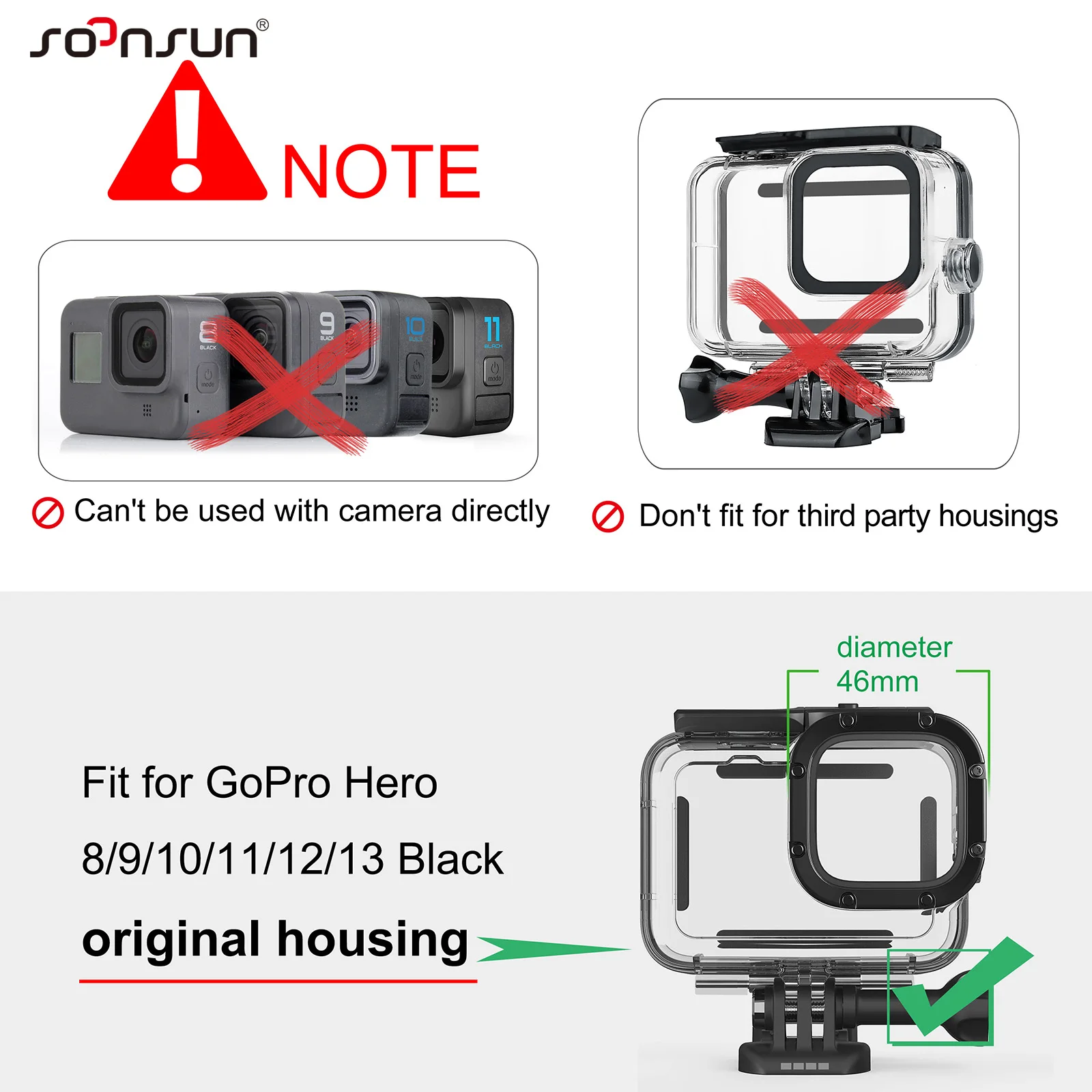 GoPro HERO12 Red Filter: Includes 60m (196ft) GoPro Underwater Housing ＆ 3 Filters - Laser Cut Low Iron Glass (Superior Clarity) - [Compat 並行輸入品 SOONSUN Dive Filter for GoPro Hero 13 12 11 10 9 8 Black Official  Waterproof Housing Diving Red Light Close-up Macro Filters - AliExpress