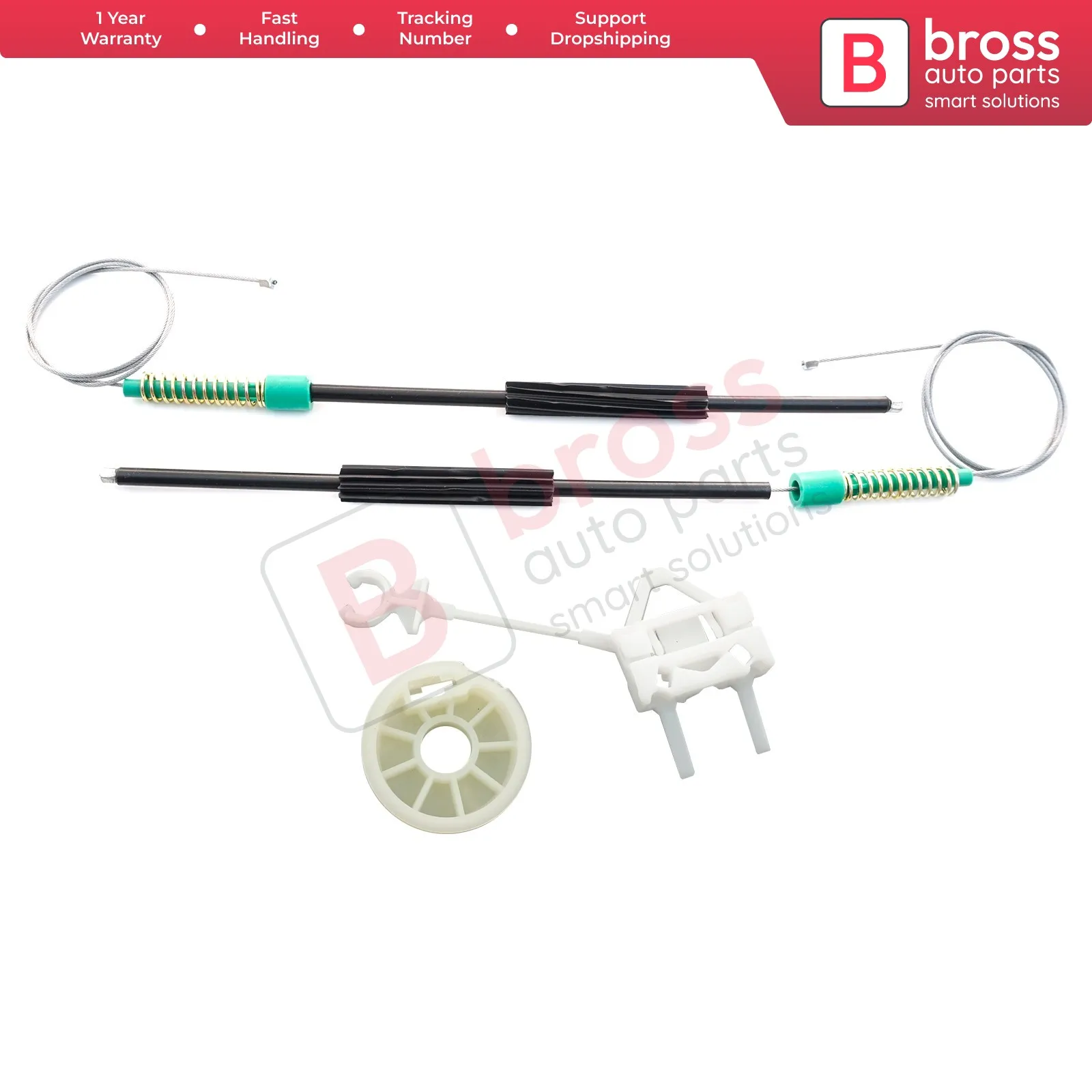 

Bross Auto Parts BWR263 Power Window Regulator Set Repair Front Right 51718403, 46751438, 46810618, 46810676 for Fiat Doblo MK1