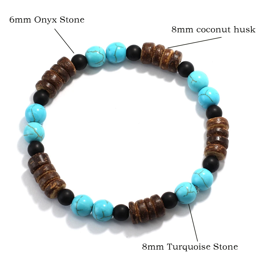 Natural Coconut Husk Beads Wooden Bracelet for Men