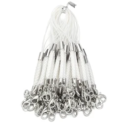 Multicolor Braided Lanyards with Lobster Clasps for DIY Jewelry and Keyrings - Pack of 10 (White)