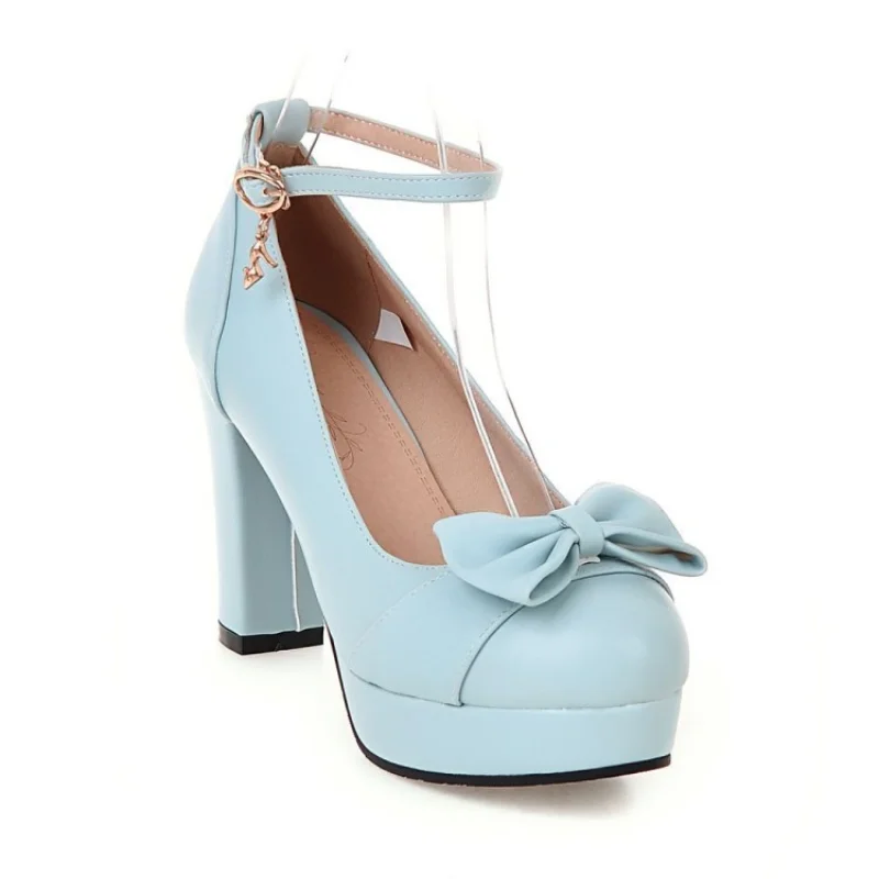 

Women Sweet Bow High Heels Shoes High Heel Shoes Platform Bottom white Work Shoes Women Dress Wedding Shoes Big Size 43