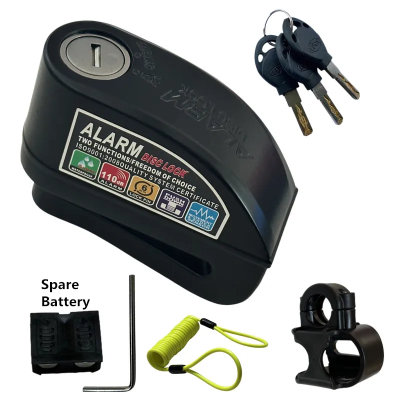 Motorcycle Disc Brake Lock Falante difunctional waterproof Bicycle Scooter Anti-theft Wheel Disc Brake Lock+Spare battery