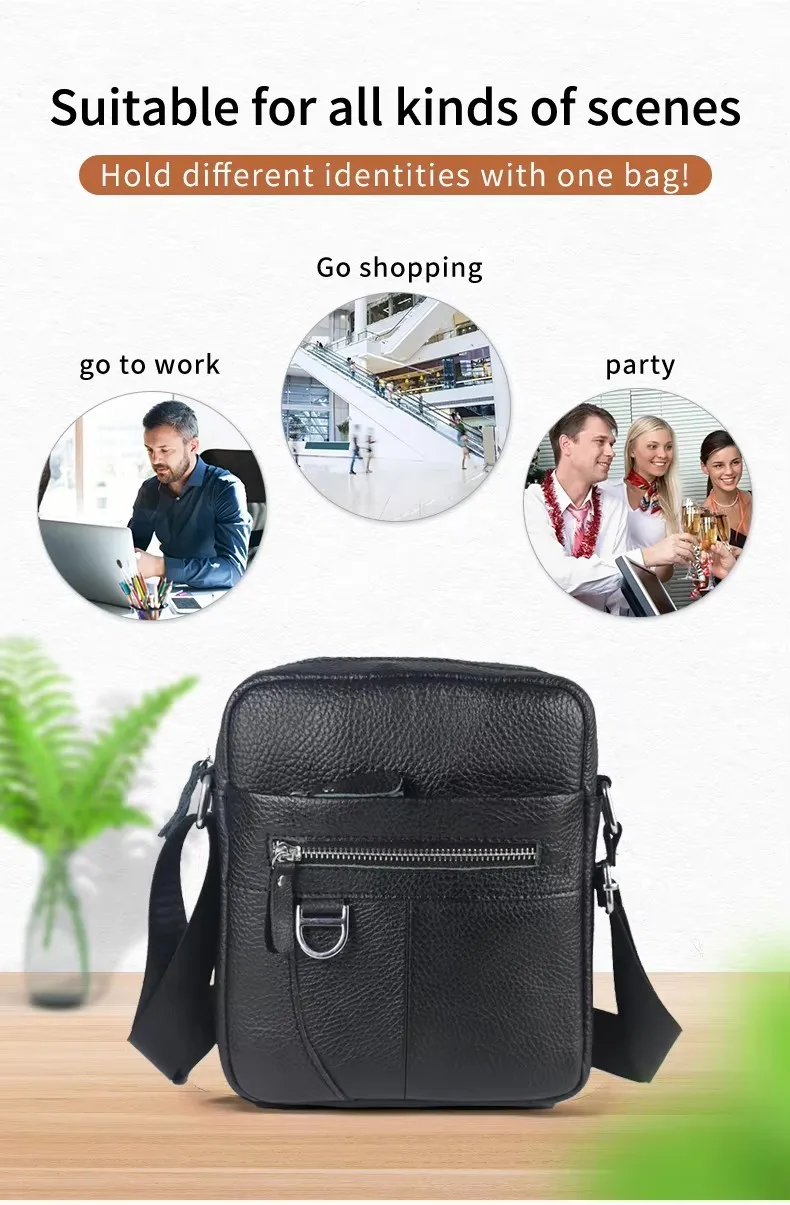 BULLCAPTAIN Herren-Umhängetasche aus Leder, Retro-Umhängetaschen, kleine Umhängetaschen, Geldbörsen, lässige Sling-Packung für Reisehandtasche – Detail 5