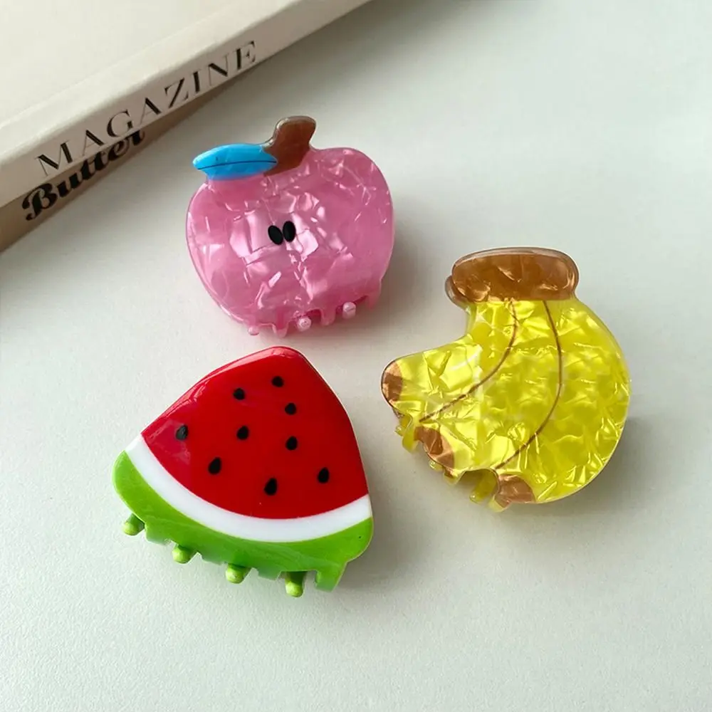 

Cartoon Acetate Star Hair Claw Banana Bear Tree Watermelon Snowflake Shark Clip Patchwork Korean Fruits Animal Hair Clips