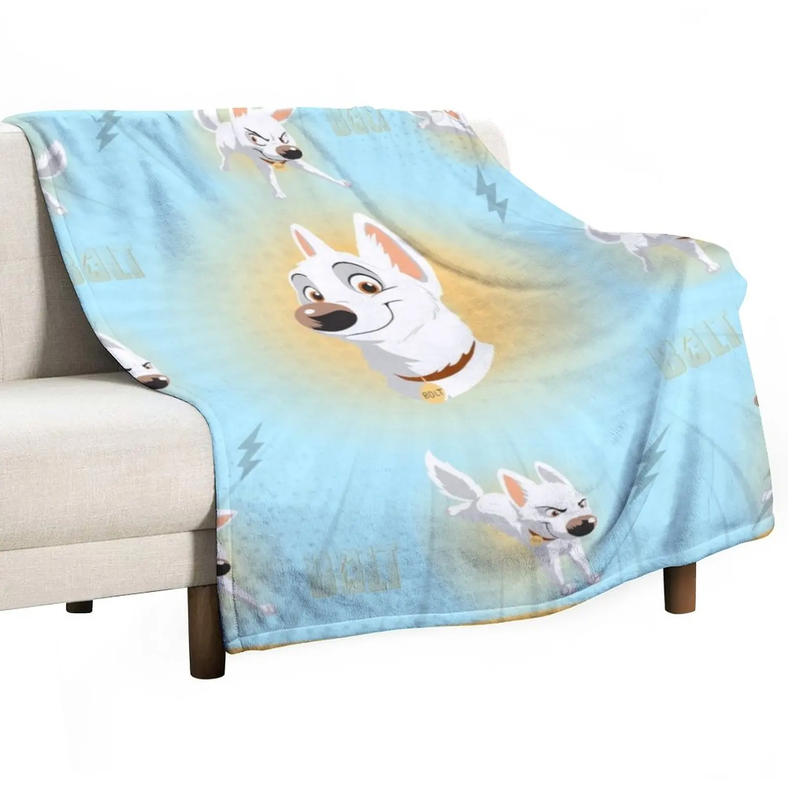 

White bolt dog Throw Blanket Blanket Sofa Hairy Blanket