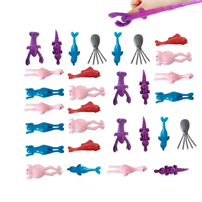 Catapult Launch Animals Fun Tricky Slingshot Sea Creature Practice Elastic Flying Finger Birds Sticky Stress Relief Toy Gifts 20pcs catapult launch turkey fun and tricky slingshot chick practice chicken elastic flying finger birds sticky decompressiontoy
