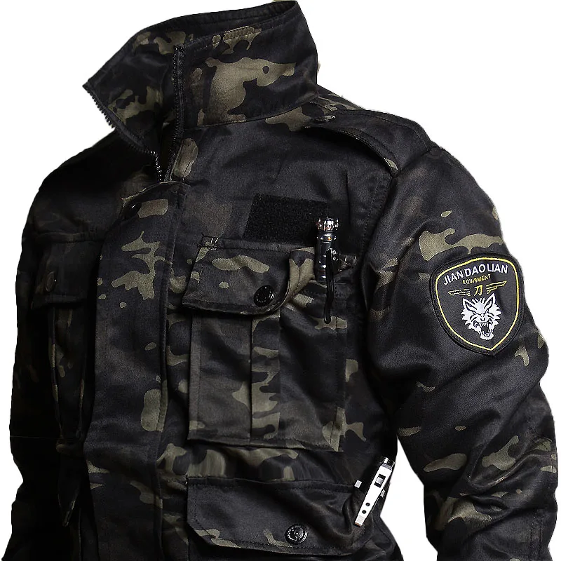 Military Wear-resistant Sets Men Camo Spring Autumn Multi-pocket Army Training Suits Male Outdoor Training Fishing Cargo Set