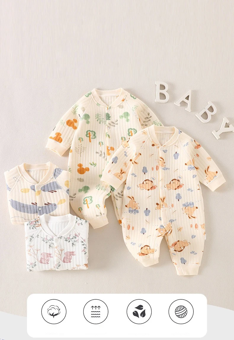 Ircomll 0–24 Monate Baby-Strampler für Mädchen und Jungen, dünner Samt, warm halten, Body und einteiliges Loungewear-Set für Neugeborene – Detail 1