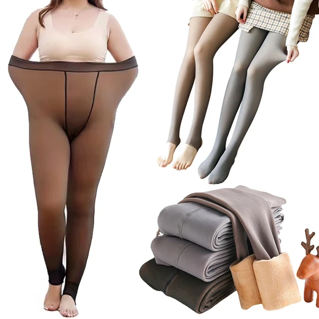 Plus Size Women's Winter Tights Thermo Pantyhose Insulated Tights Fleece  Lined Sock Pants Thermal Stockings Woman Warm Legging - AliExpress