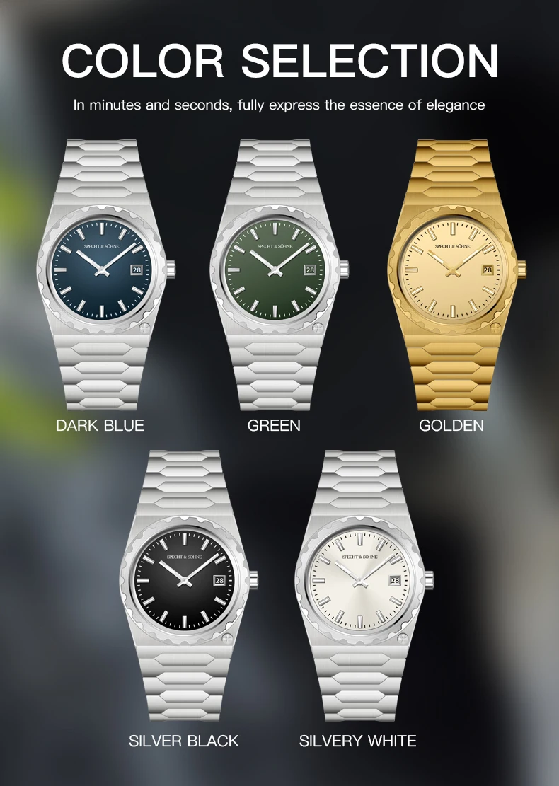 2024 Nieuwe Hoge Kwaliteit Specht Sohne Pvd Gouden Horloges Voor Mannen Ultradunne Staal Saffier Klassiek Quartz Horloge Relogio Masculino 37Mm