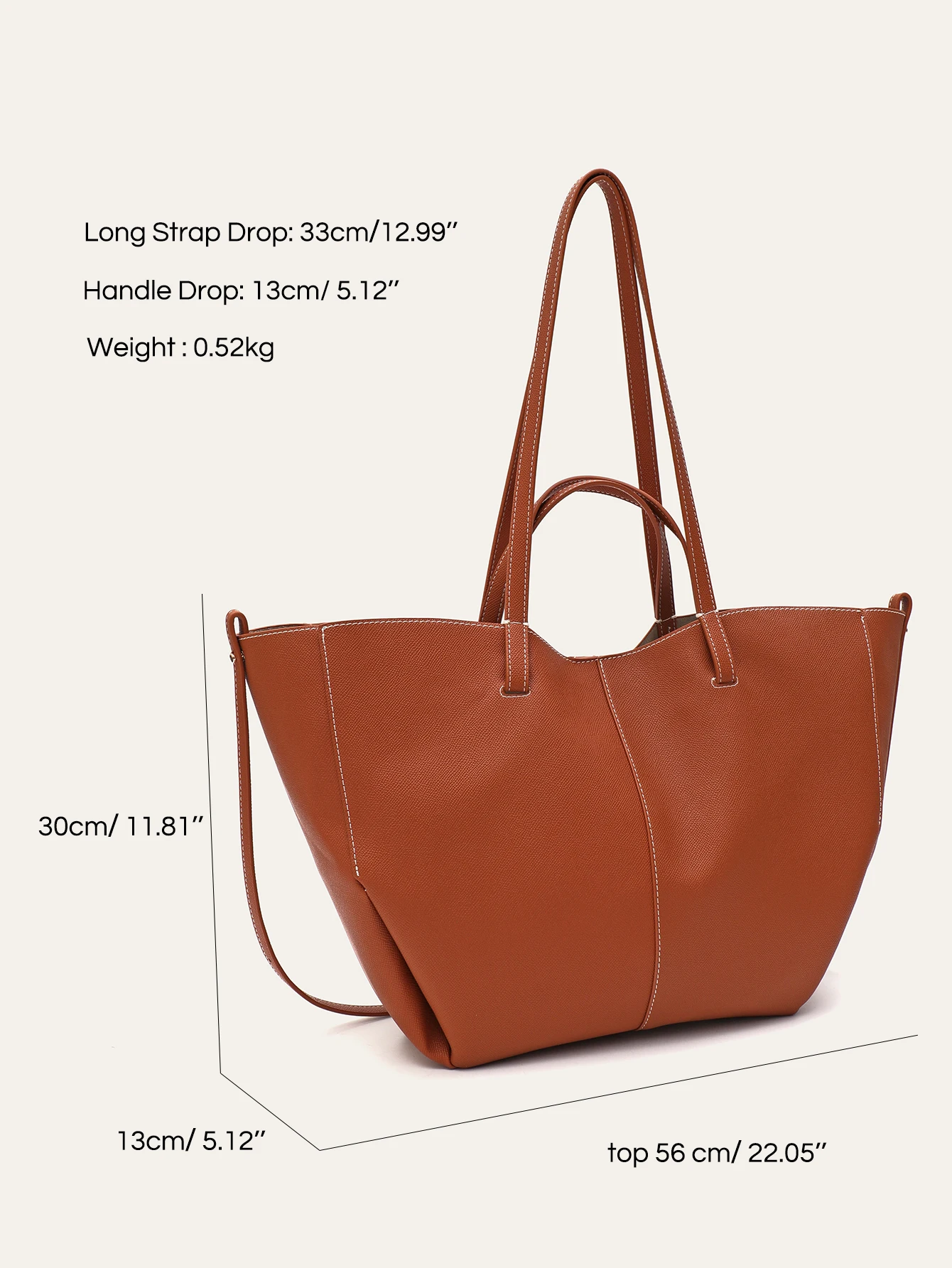Chic Vegan Leather Tote Handbag: Large Capacity Shoulder Bag & Purse