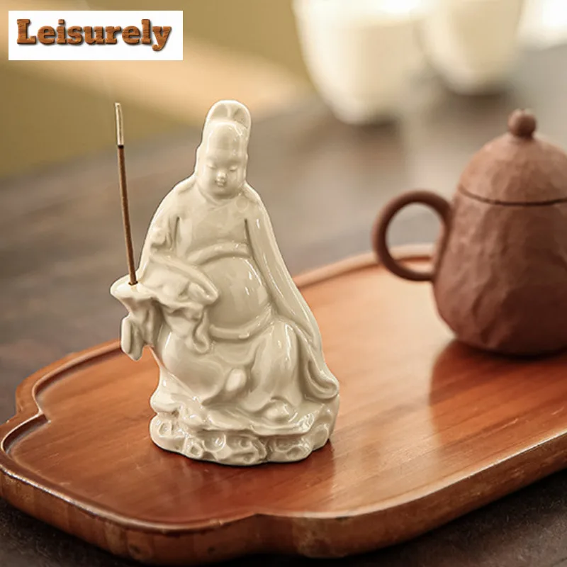 Chinese Style Ceramic Wenchang Emperor Tea Pet Japanese Exquisite Miniatures Tea Figurine Play Toys Tea Statue Ornaments Craft