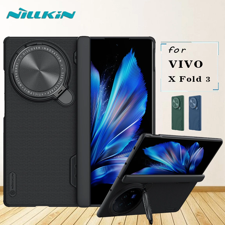 

NILLKIN For Vivo X Fold 3 5G Case Frosted Prop Camera Protector with Kickstand Hard PC Back Cover and TPU Frame