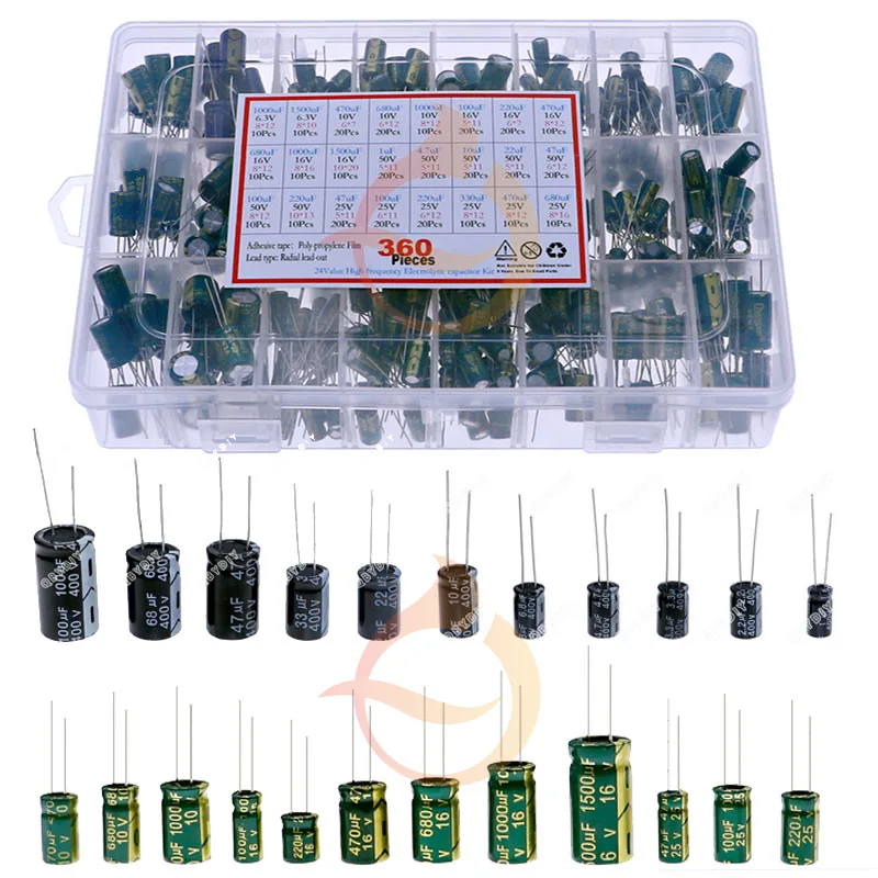 Kondensatory elektrolityczne DIP SMD zestaw asortymentowy 16 v25v35v 50V 400V 1uF 2.2uF 4.7uF 10uF 33uF 47uF 100uF 220uF 470uF 1000uF 1500uF