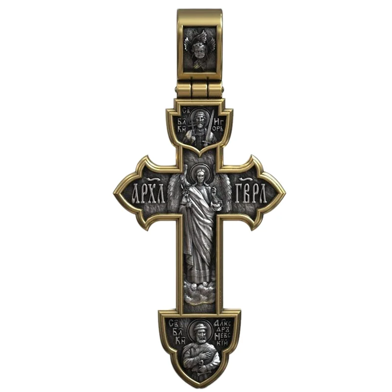 

9 г православный Распятие Иисуса Христа крест с Archangel и святыми религиозная Подвеска 925 Твердое Стерлинговое Серебро высокие тренды