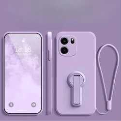 Liquid Silicone Shockproof Stand Holder Case with Lanyard and Lens Protection for OnePlus Nord CE 6 (Purple)