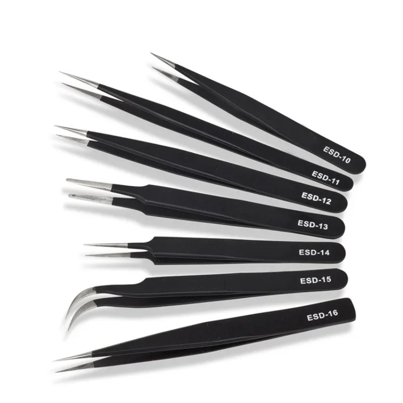 Multifunctional Stainless Steel Anti-static Tweezers Pointed Elbow Bird's Nest Clip Grafting Eyelash Clip Electronic Repair Tool precision tweezers tweezer tool esd anti static tweezers phone repair tweezers