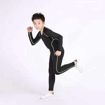 Children's sports suit sweat absorbing and breathable tight fitting football long sleeved quick drying running thin fitness suit 6