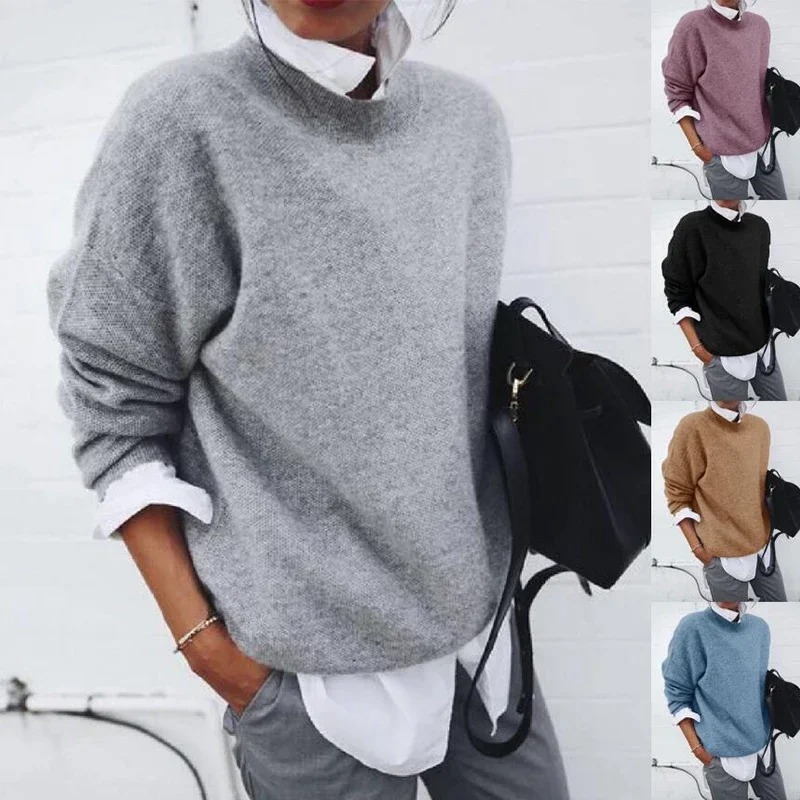 

New Autumn Winter Men's Casual Long-sleeved Fake Two-piece Sweater Shirt Solid Office Commuter Jumper Pullover Clothing Tops