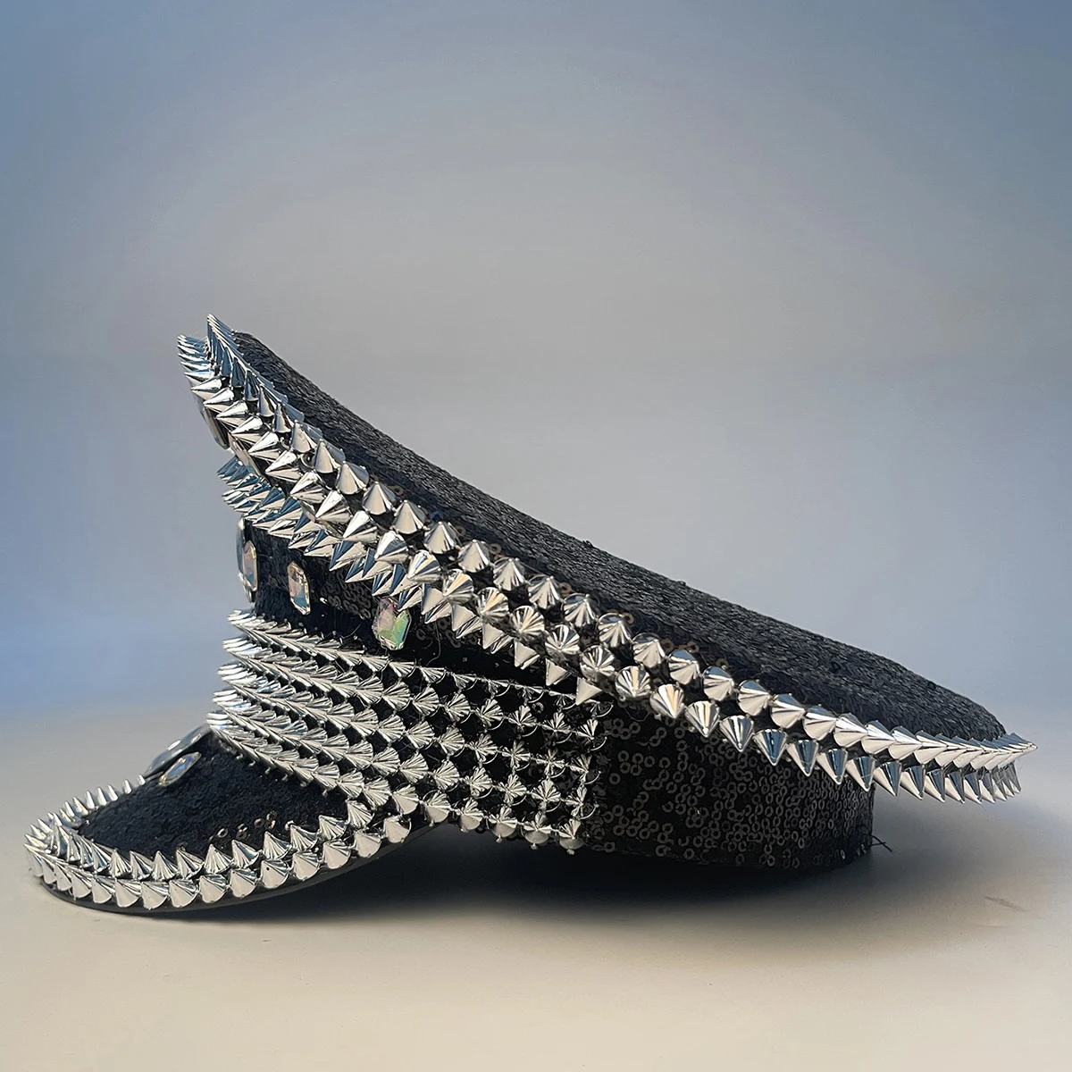 3 Color Steampunk Military Hat spike Captain Cap For Women Men Sergeant Hat Hen Do Festival Birthday Part Can Customize