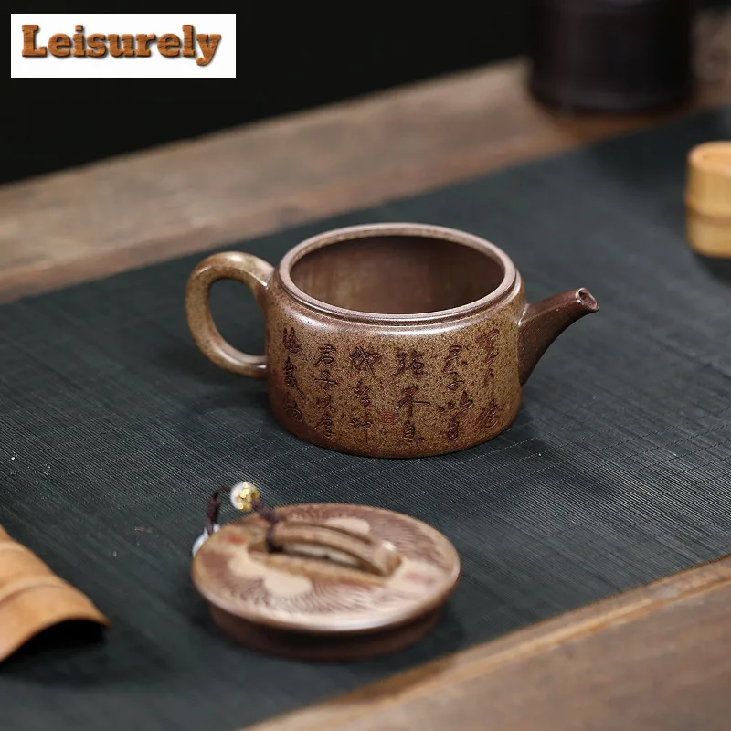 230ml Creative Yixing Purple Clay Teapots Handmade Large Caliber Pot Raw Ore Temperature Firewood Mud Kettle Zisha Tea Set Craft