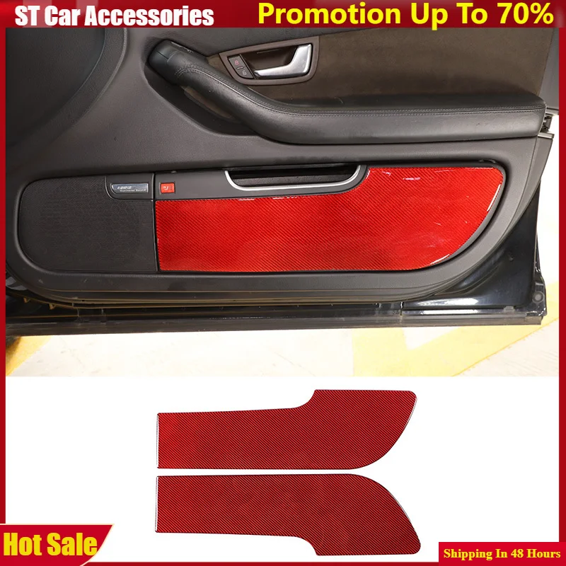 

For Audi A8 D3 2004 - 2012 Car Door Anti-kick Panel Decorative Sticker Carbon Fiber Interior Accessories 2 Pcs