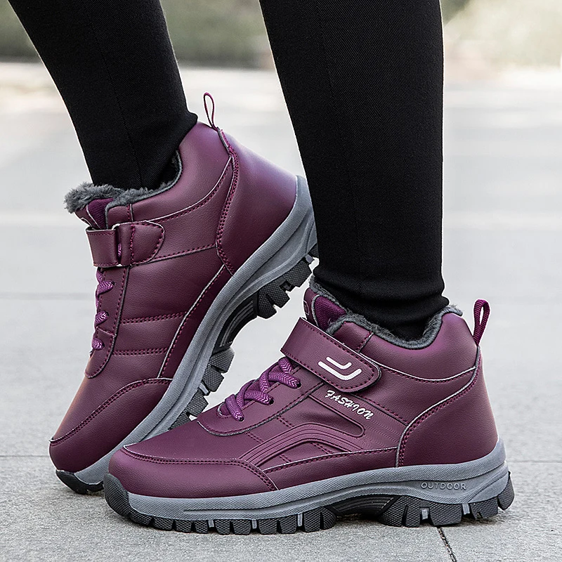 2023 Outdoor Warm Hiking Boot Plush Leather Winter Sneakers Women Women's Shoes Sneakers CLimbing Hunting Shoes Unisex Lace-up
